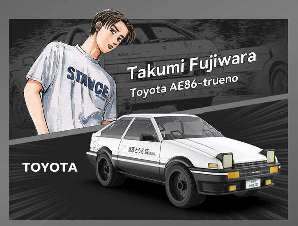 Klocki Konstrukcyjne CaDA Białe auto Toyota AE86-trueno Samochód miejski Initial-D 72 elementy