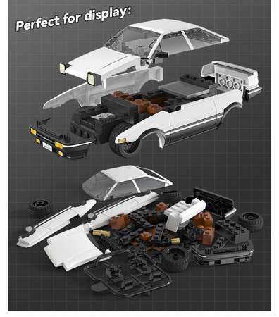 Klocki Konstrukcyjne CaDA Białe auto Toyota AE86-trueno Samochód miejski Initial-D 72 elementy