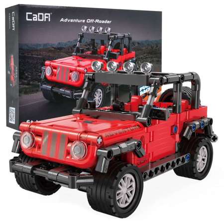 Klocki Konstrukcyjne CaDA Pojazd terenowy czerwony samochód duże auto Adventure Off-Roader napęd Pull-back 317 elementów