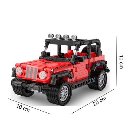 Klocki Konstrukcyjne CaDA Pojazd terenowy czerwony samochód duże auto Adventure Off-Roader napęd Pull-back 317 elementów