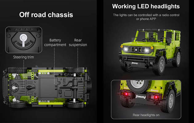 Klocki Konstrukcyjne CaDA Samochód 32 cm terenowy Suzuki Jimny zdalnie sterowany RC 579 elementów