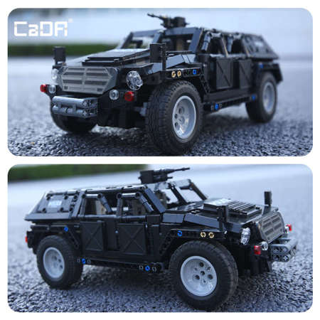 Klocki Konstrukcyjne CaDA Samochód Terenowy Zdalnie Sterowane Auto czarne autko RC Fierce Warrior SUV 561 elementów Dual Mode