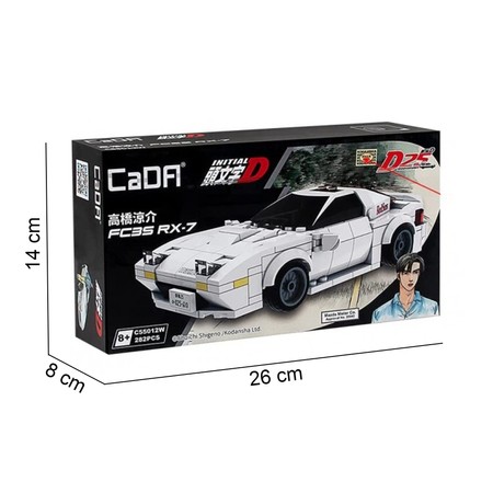 Klocki Konstrukcyjne CaDA Sportowe Auto Biały samochód wyścigowy Race Car Mazda RX-7 FC35 Initial D 282 elementy