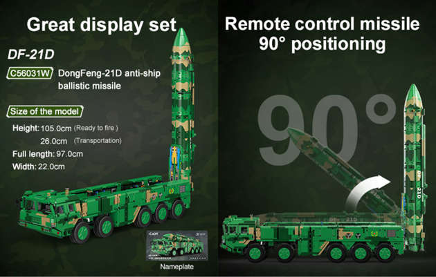 Klocki Konstrukcyjne CaDA Wyrzutnia Rakiet Dongfeng 21D 97 cm Anti-Ship Ballistic Missile 6351 elementów 