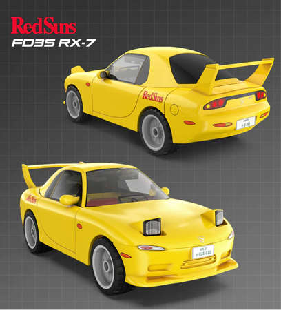 Klocki Konstrukcyjne CaDA auto żółta Mazda RX-7 FD3S Initial D samochód 66 elementów 1:35 