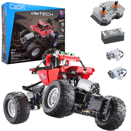 Klocki Konstrukcyjne Cada deTECH Double Eagle Zdalnie Sterowany Samochód terenowy Czerwone Auto Crawler RC 489 elementów