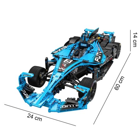 Klocki konstrukcyjne CaDA Duże auto wyścigowe 60 cm Samochód sportowy Electric Super Racing Car Niebieska wyścigówka Pojazd 1667 elementów