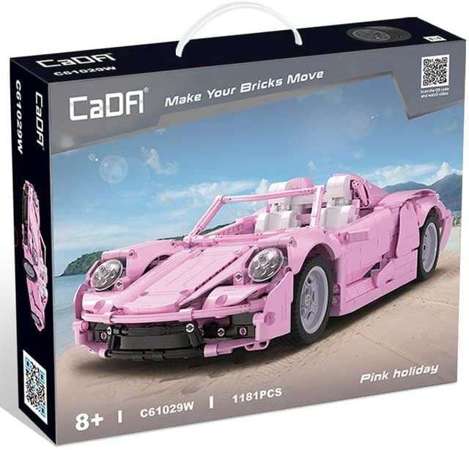 Klocki konstrukcyjne CaDA Duży samochód Kabriolet różowy 37 cm Auto Pojazd Cabrio Pink Holiday 1181 elementów