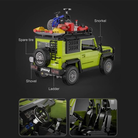 Klocki konstrukcyjne CaDA Duży samochód terenowy 2w1 Suzuki Jimny zielone auto Off Roader terenówka 1803 elementy