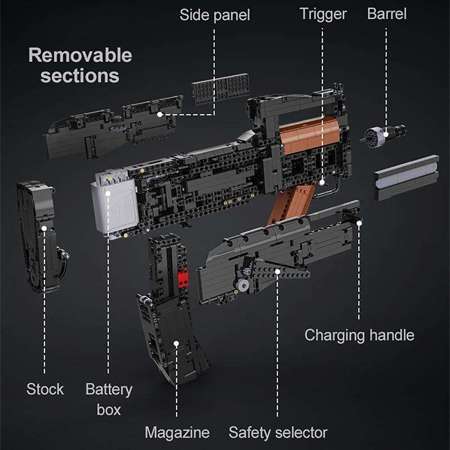 Klocki konstrukcyjne CaDA Karabin maszynowy Groza Rifle Pistolet Broń + naboje 1504 elementy