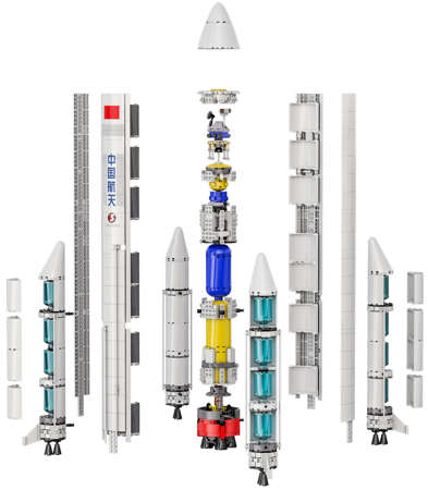 Klocki konstrukcyjne CaDA Model Rakieta Long March 5 Casci 76 cm Prom kosmiczny 1500 elementów 