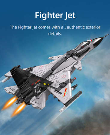 Klocki konstrukcyjne CaDA Model odrzutowca Fighter Jet 48 cm Samolot odrzutowy 1010 elementów