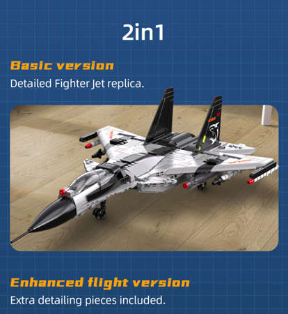 Klocki konstrukcyjne CaDA Model odrzutowca Fighter Jet 48 cm Samolot odrzutowy 1010 elementów