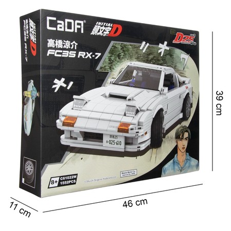 Klocki konstrukcyjne CaDA Samochód Auto biała Mazda RX-7 manga Initial D 35 cm Pojazd 1552 elementów