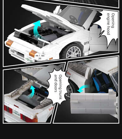 Klocki konstrukcyjne CaDA Samochód Auto biała Mazda RX-7 manga Initial D 35 cm Pojazd 1552 elementów