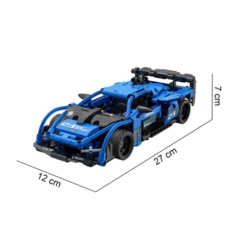 Klocki konstrukcyjne CaDA Samochód wyścigowy Shadow Sports Car Niebieskie auto sportowe Wyścigówka z napędem pull back 380 elementów