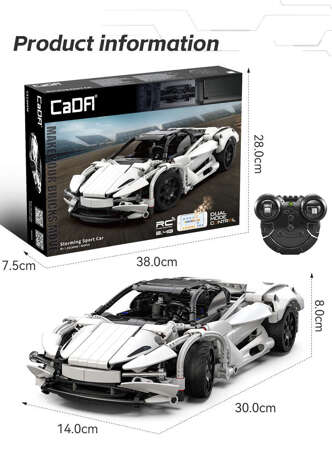 Klocki konstrukcyjne CaDA Samochód zdalnie sterowany Auto sportowe czerwone 30 cm Storming Sport Car Pojazd 402 elementy RC Dual Mode