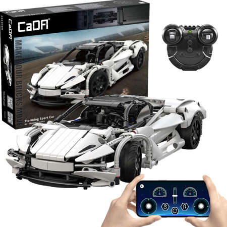 Klocki konstrukcyjne CaDA Samochód zdalnie sterowany Auto sportowe czerwone 30 cm Storming Sport Car Pojazd 402 elementy RC Dual Mode