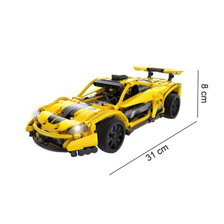 Klocki konstrukcyjne CaDA Wyścigówka Samochód zdalnie sterowany Assassin 30 cm Pojazd żółte auto RC Dual Mode Control Autko sportowe 417 elementów