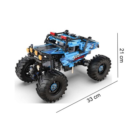 Klocki konstrukcyjne CaDA Zdalnie Sterowane auto Niebieski Duży Monster Truck Samochód terenowy 699 elementów światło LED