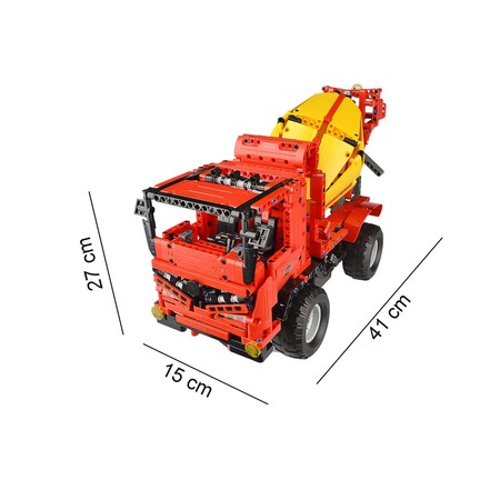 Klocki konstrukcyjne CaDA Zdalnie sterowana Betoniarka 2w1 Podnośnik 34cm Czerwony pojazd budowlany 814 elementów RC