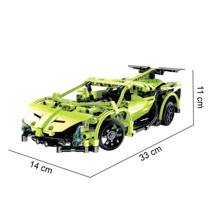 Klocki konstrukcyjne CaDA Zdalnie sterowane auto 32 cm Samochód zielony Sportscar 453 elementy RC