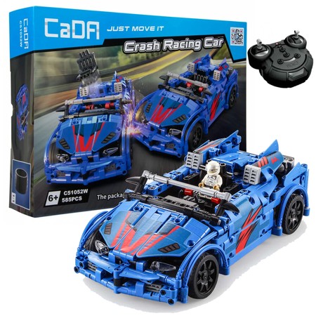 Klocki konstrukcyjne CaDA Zdalnie sterowane duże auto wyścigowe z katapultą 28 cm Crash Racing Car 585 elementów RC