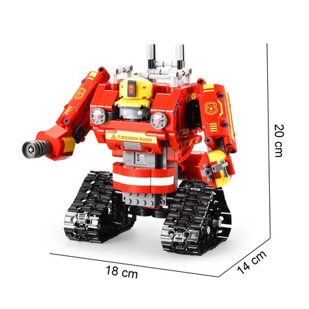 Klocki konstrukcyjne CaDA Zdalnie sterowany Czerwony Robot ratunkowy Straż Pożarna 2w1 Dźwięk RC 527 elementów