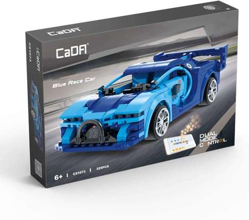 Klocki konstrukcyjne CaDA Zdalnie sterowany samochód Auto wyścigowe Wyścigówka Pojazd RC Blue Race Car Dual Mode 325 elementów