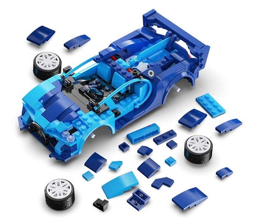 Klocki konstrukcyjne CaDA Zdalnie sterowany samochód Auto wyścigowe Wyścigówka Pojazd RC Blue Race Car Dual Mode 325 elementów