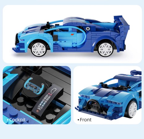 Klocki konstrukcyjne CaDA Zdalnie sterowany samochód Auto wyścigowe Wyścigówka Pojazd RC Blue Race Car Dual Mode 325 elementów