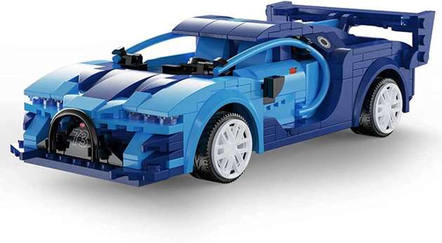 Klocki konstrukcyjne CaDA Zdalnie sterowany samochód Auto wyścigowe Wyścigówka Pojazd RC Blue Race Car Dual Mode 325 elementów