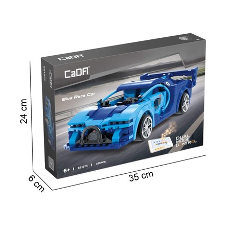 Klocki konstrukcyjne CaDA Zdalnie sterowany samochód Auto wyścigowe Wyścigówka Pojazd RC Blue Race Car Dual Mode 325 elementów