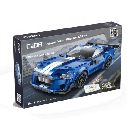 Klocki konstrukcyjne CaDA Zdalnie sterowany samochód wyścigowy Niebieskie auto Pojazd Blue Knight 500 Dual Mode RC 325 elementów