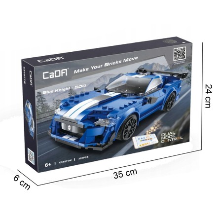 Klocki konstrukcyjne CaDA Zdalnie sterowany samochód wyścigowy Niebieskie auto Pojazd Blue Knight 500 Dual Mode RC 325 elementów