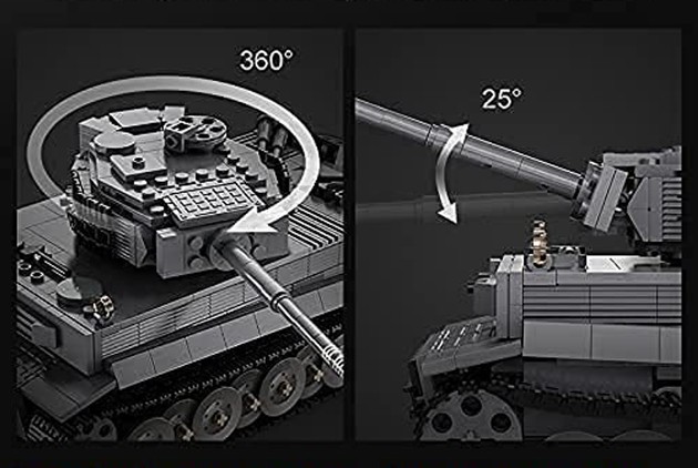 Klocki konstrukcyjne CaDA Zdalnie sterowany szary czołg Pojazd militarny Tygrys Tiger RC 925 elementów