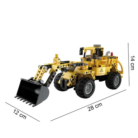 Klocki konstrukcyjne CaDA Zestaw żółte pojazdy budowlane 2w1 Ładowarka i Buldożer Spychacz 693 elementy